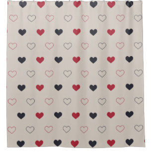 Cortina Para Box Padrão contínuo de coração bege e vermelho Cute Mi