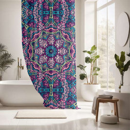 Cortina Para Box Padrão contínuo de mandala bastante colorido