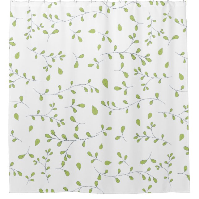 Cortina Para Box Padrão contínuo de videira com folhas verdes delic (Frente)