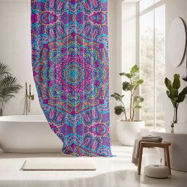 Cortina Para Box Padrão contínuo encantador e colorido de mandala