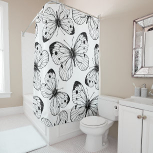 Cortina Para Box Padrão da borboleta de repolho