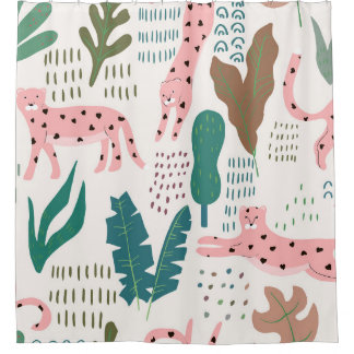 Cortina Para Box Padrão da selva, impressão do leopardo, safra.
