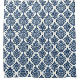 Cortina Para Box Padrão damasco azul real