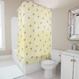 Cortina Para Box Padrão de Abelha Bumble Fofo Amarelo