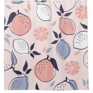 Cortina Para Box Padrão de abstrato Citros de Limão e Laranjas em P