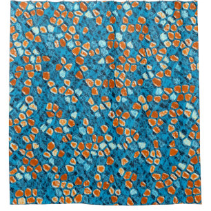 Cortina Para Box Padrão de Abstrato cor laranja e azul