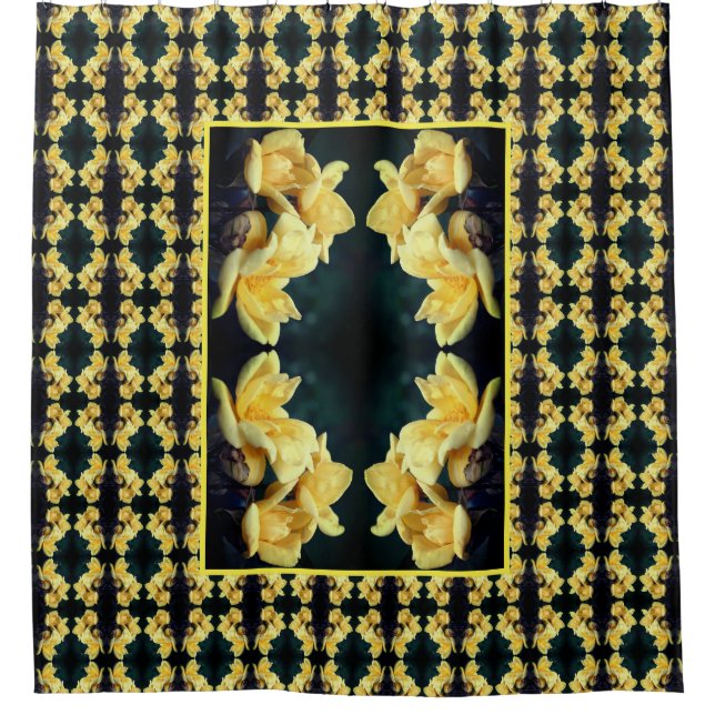 Cortina Para Box Padrão de Abstrato de cor rosa amarela (Frente)