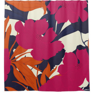 Cortina Para Box padrão de abstrato elegância com fundo floral.