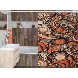 Cortina Para Box Padrão de Abstrato Laranja de Pêssego Moderno