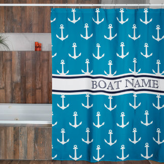 Cortina Para Box Padrão de âncora azul claro Nome de barco náutico