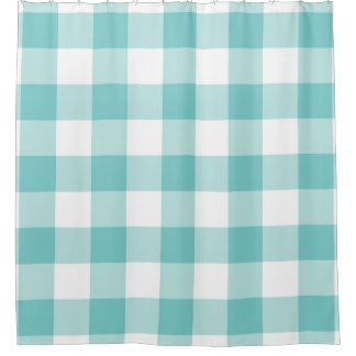 Cortina Para Box Padrão de Aqua Gingham