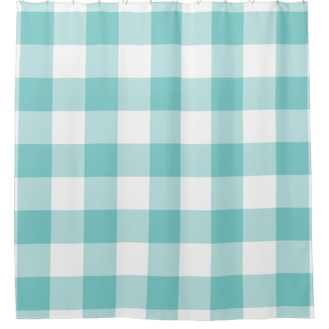Cortina Para Box Padrão de Aqua Gingham (Frente)