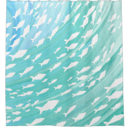 Cortina Para Box Padrão de Aqua Ocean Fish Beachy