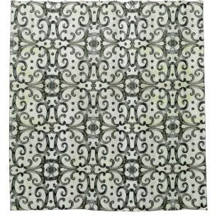 Cortina Para Box Padrão de Aquarela Preto n Branco de Rolagem