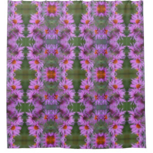 Cortina Para Box Padrão de Arte de Flores de Áster Rosa Selvagem