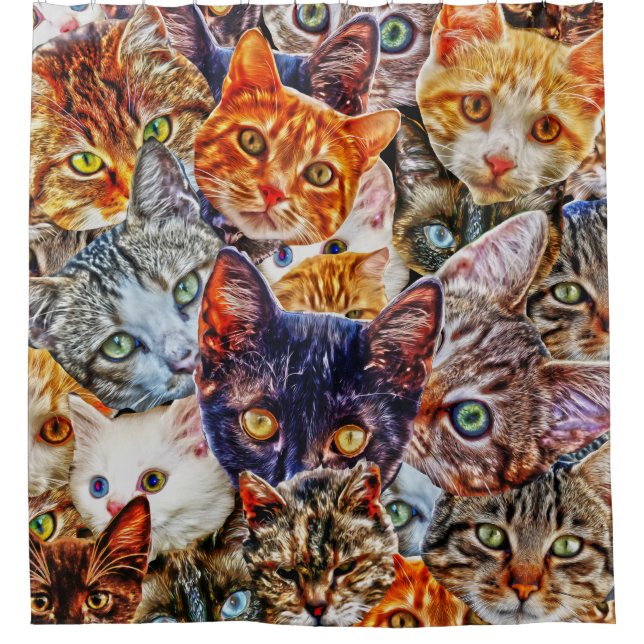 Cortina Para Box Padrão de Arte de Gato (Frente)