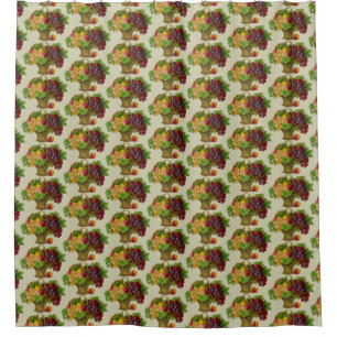 Cortina Para Box Padrão de Arte de Vintagem do Cesto de frutas