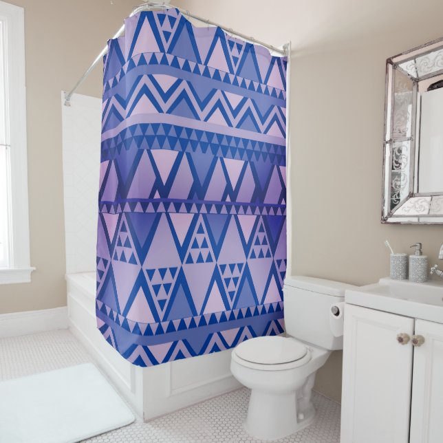 Cortina Para Box Padrão de Arte Tribal Simples Violet (In Situ)