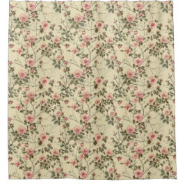 Cortina Para Box Padrão de Botões de Rosas Rosa Aquarela