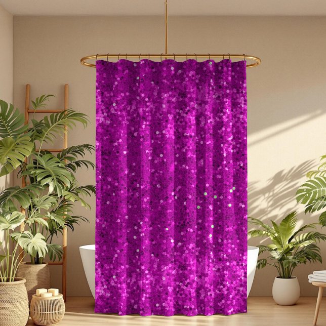 Cortina Para Box Padrão de Brilho Falso Rosa Profundo Glam (Criador carregado)