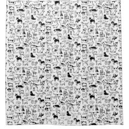 Cortina Para Box Padrão de cães brancos e pretos | Cute Canine Love