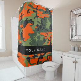 Cortina Para Box Padrão de Camuflagem Laranja, Seu nome, Personaliz