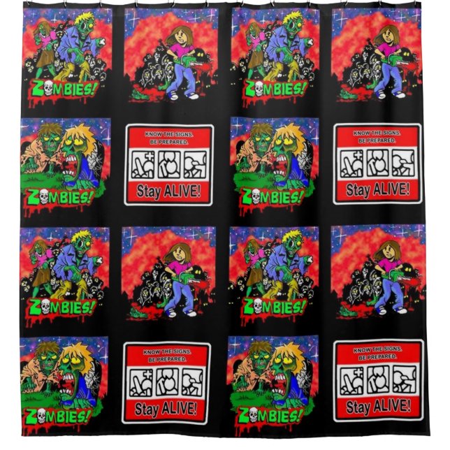 Cortina Para Box Padrão de Cartoon Zombie (Frente)