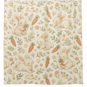 Cortina Para Box Padrão de Casa de Coelho e Cenoura Fofa (3)