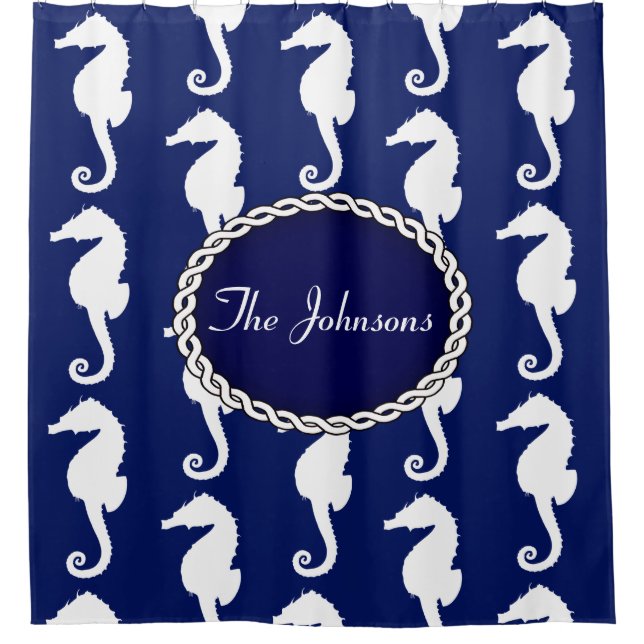 Cortina Para Box Padrão de Cavalo-marinho sem costura (Frente)