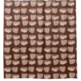 Cortina Para Box Padrão de Círculo Quente em Xícaras de Café