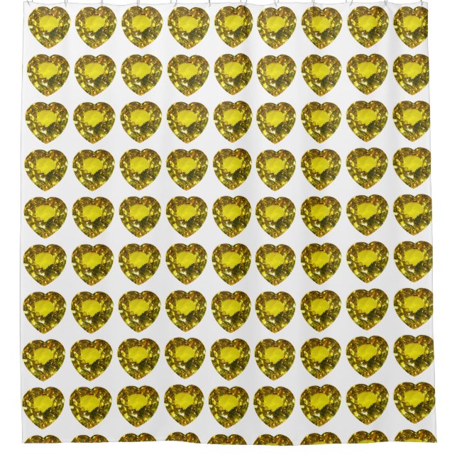 Cortina Para Box Padrão de Coração Amarelo (Frente)