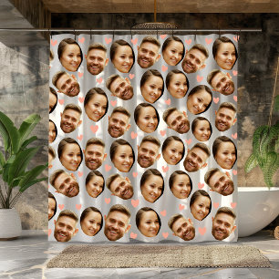 Cortina Para Box Padrão de Coração de Imagem de Rosto Personalizado