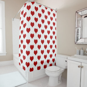 Cortina Para Box Padrão de Coração Mosaico Vermelho
