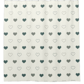 Cortina Para Box Padrão de coração simples e fofo em creme verde