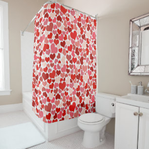 Cortina Para Box Padrão De Corações, Corações Vermelhos, Amor