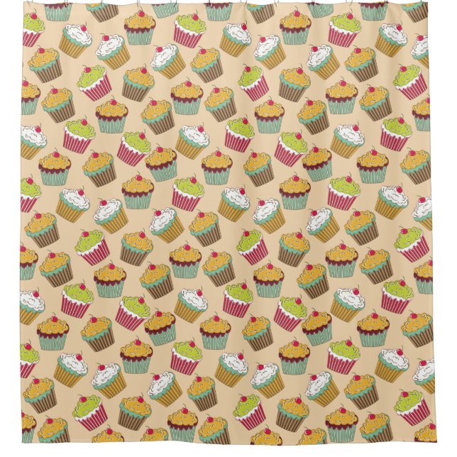 Cortina Para Box Padrão de cupcakes (Frente)