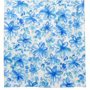 Cortina Para Box Padrão De Cuta De Chintz Floral De Aquarela