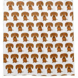 Cortina Para Box Padrão de Dachshances Bonitos   Vassoura-de-porco