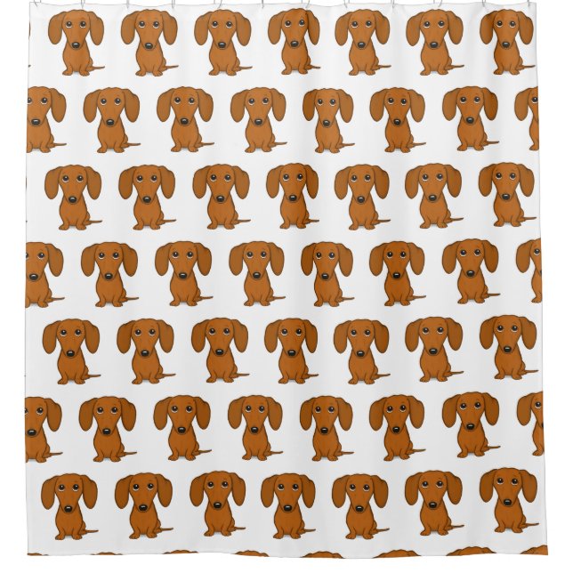 Cortina Para Box Padrão de Dachshances Bonitos | Vassoura-de-porco (Frente)