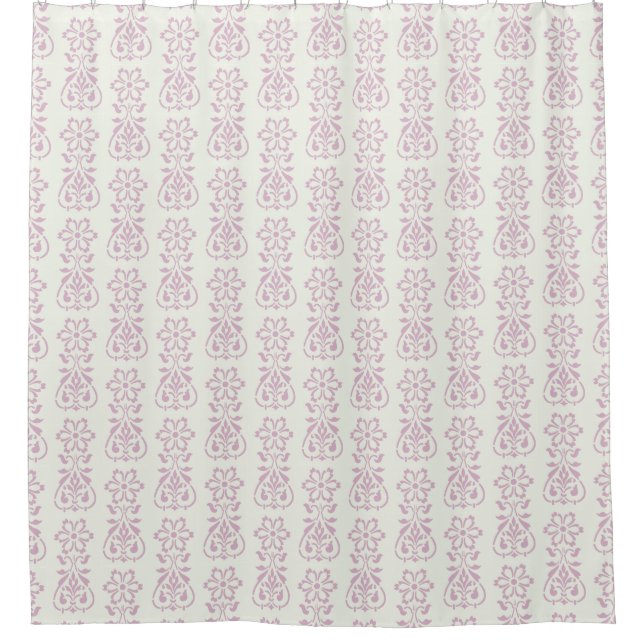 Cortina Para Box Padrão de Damasco Floral Lavanda (Frente)