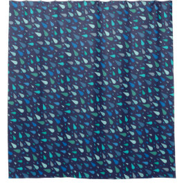 Cortina Para Box Padrão de dia chuvoso com gotas de chuva azuis