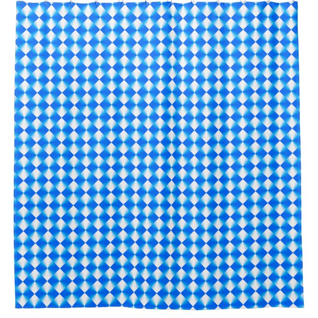 Cortina Para Box Padrão de Diamante Azul e Branco (Frente)