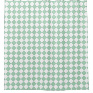 Cortina Para Box Padrão de Diamante do Verificador Branco Verde