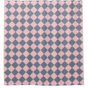 Cortina Para Box Padrão de Diamante do Verificador de Cinzas Rosa