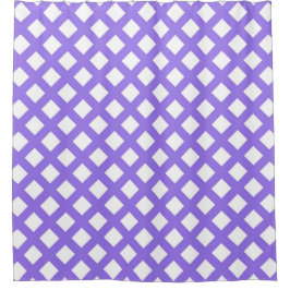 Cortina Para Box Padrão de Diamante Xadrez Branco Roxo