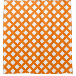 Cortina Para Box Padrão de Diamante Xadrez Laranja Branco