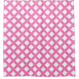 Cortina Para Box Padrão de diamante xadrez rosa e branco