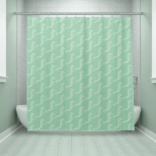Cortina Para Box Padrão de esqueleto branco náutico verde