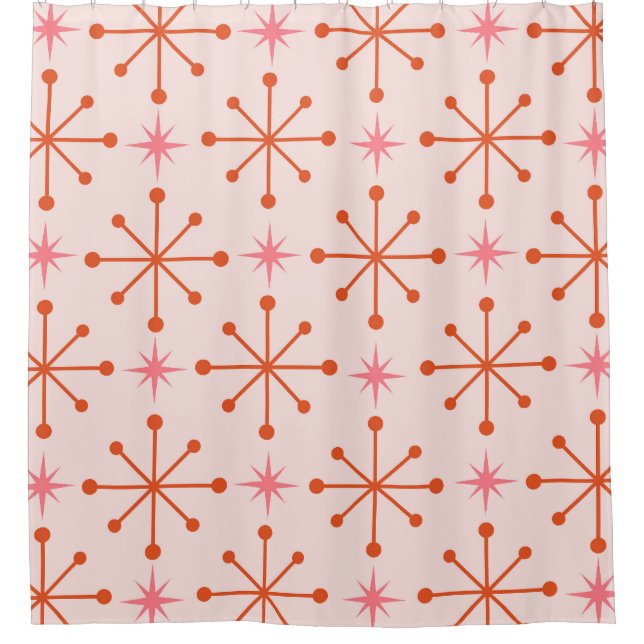 Cortina Para Box Padrão de Estrelas Explosivas Atômicas Rosa Laranj (Frente)
