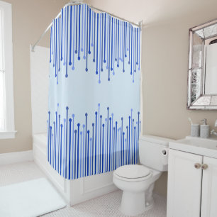 Cortina Para Box Padrão de faixa moderna em azul pálido